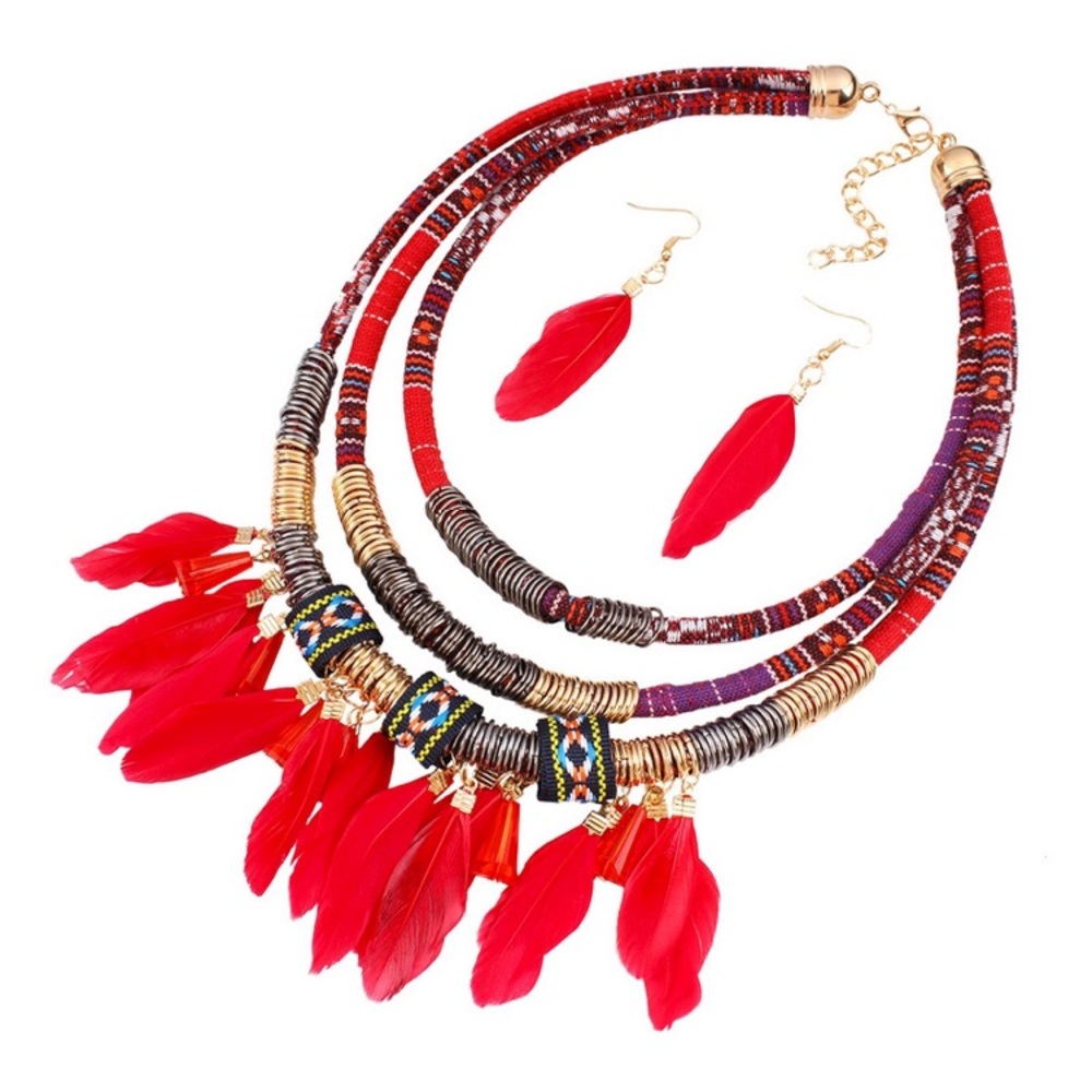 Red feather necklace